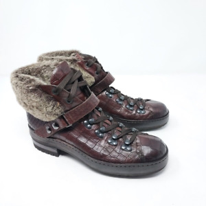 Santoni Damen Winterstiefelette Hiking Boots Gefüttert Braun (EU 37 UK 4 USL 7)