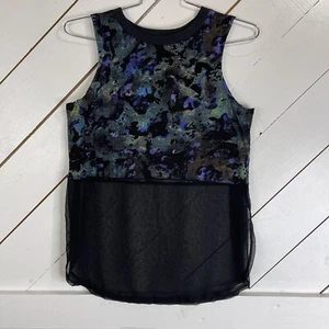 Silence Noise Womens Sleeveless Tank Top Shirt Abstract Sheer Black Bottom Sz S - Picture 1 of 12