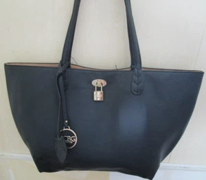 Bolso de Mano/Hombro BCBG Paris Grande Negro Imitación Cuero Guijarro Doble Asa - Imagen 1 de 10