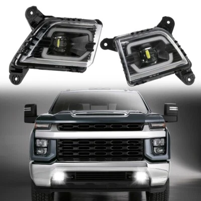 Conjunto de luces antiniebla LED DRL para parachoques Chevrolet Silverado 1500 2019 2020 2021 Foto 1 de 4