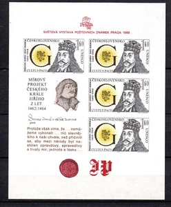 Czechoslovakia 1988 sheet stamp exhibition "Praha 88"  (Michel Bl. 90) MNH - Picture 1 of 1