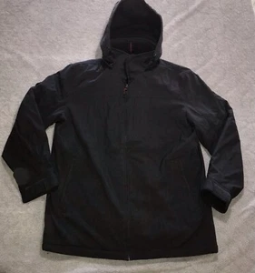 Chaqueta con capucha extraíble aislada resistente a la intemperie para hombre mediana negra cremallera completa - Imagen 1 de 22