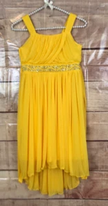 Emily West Girl 12 Yellow Chiffon Party Dress Lined Wide Straps Rhinestones - Picture 1 of 8