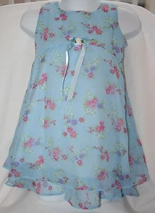 ERSTE IMPRESSIONEN blau transparent Blumen Kleid Kleinkind Mädchen 3T weich bequem - Bild 1 von 3