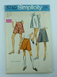 Simplicity Sewing Pattern 8740 Womens Shorts Size 10 Vintage 1970s Complete - Picture 1 of 2