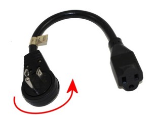 6inch Extension Cord with Flat 360 Degree Rotating Swivel Plug  Black