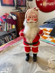 Muñeca vintage de Papá Noel años 50 60 Navidad cara de goma dura excelente estado 13" de alto - Imagen 1 de 7