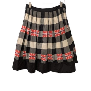 Anthropologie Floreat Blumen bestickt Do Si Do Karo Faltenrock Twee Y2K - Bild 1 von 6