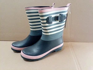 Botas de Lluvia Laura Ashley Goma Elástica Gris, Blanco Rosa Mujer Talla 8 ¡Nuevas! - Imagen 1 de 7