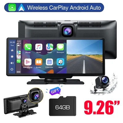 9.26" Tragbarer Autoradio 2.5K Dash Cam Apple CarPlay Android Auto + Rear Kamera - Bild 1 von 4
