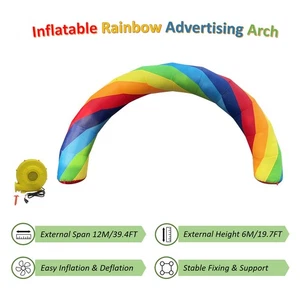 39.4*19.7ft Outdoor Inflatable Rainbow Advertising Arch with 110V Air Blower - Picture 1 of 12