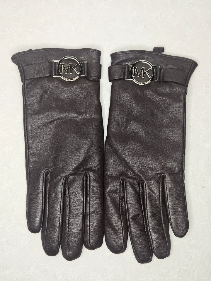 Michael Kors MK Brown Leather Circle Logo Size 7, Pre Owned, Retail Value $98 - Image 1 of 4