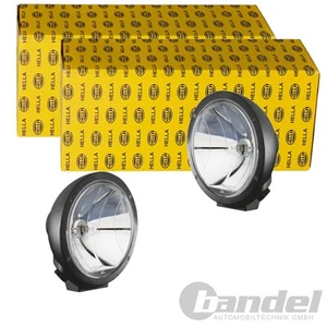 2x HELLA HALOGEN FERNSCHEINWERFER SATZ RUND SCHWARZ 12V 24V | 1F3 009 094-061 - Zdjęcie 1 z 4