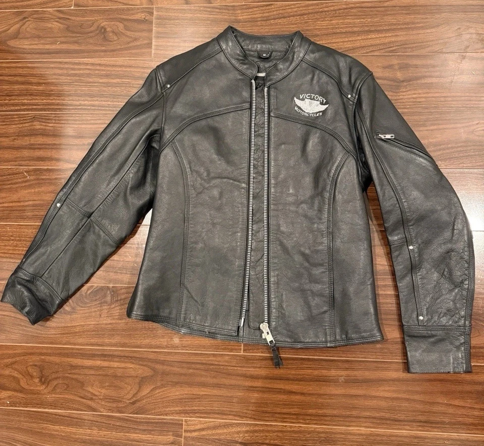 Victory Chaqueta de Motocicleta Cuero Mujer Mediana Negra Damas Chaqueta de Vuelo Foto 1 de 4
