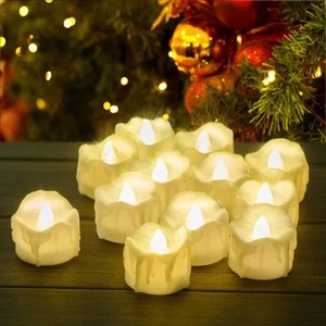24 Led Teelichter mit Timer Elektrische Teelicht Kerzen Inkl. Batterie Flameless - Bild 1 von 15