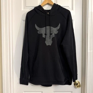 Project Rock Under Armour Pullover Black Hoodie Brahma Bull Logo Mens XL - Picture 1 of 9