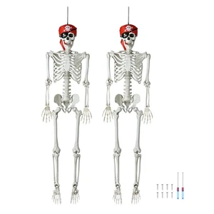 2 Pack 5.4 FT Full Body Halloween Skeletons Props Decoration with Movable Joints - Picture 1 of 9