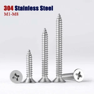 Phillips Countersunk Self Tapping Screws Flat Head Bolts 304 Stainless Steel - Picture 1 of 161