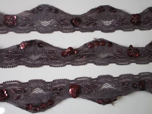 Lace Trims 3,5cm Dark Mauve Nichtelastisch - Picture 1 of 3
