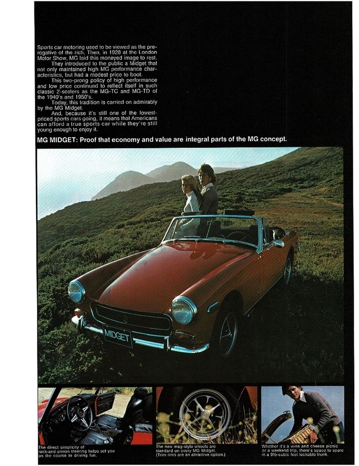 1972 MG Midget Red Convertible Vintage Ad  - Image 1 of 1