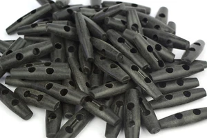 5 Pcs Plastic Olive Shape Buttons 2 Holes Scrapbooking Sewing Craft Toggle Black - Picture 1 of 2