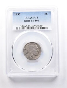 1935 Indian Head Buffalo Nickel DDR FS-801 F15 PCGS *7695 - Picture 1 of 3