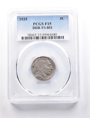 1935 Indian Head Buffalo Nickel DDR FS-801 F15 PCGS *7695 - Image 1 of 3