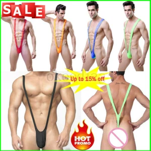 Sexy Men V-shaped Mankini Panties Thong Swimwear Suspender One-piece Bodysuit - Picture 1 of 18
