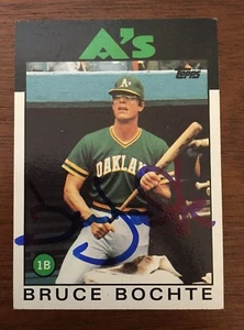 BRUCE BOCHTE 1986 TOPPS AUTOGRAPHED SIGNED AUTO BASEBALL CARD 378 A'S - Picture 1 of 1
