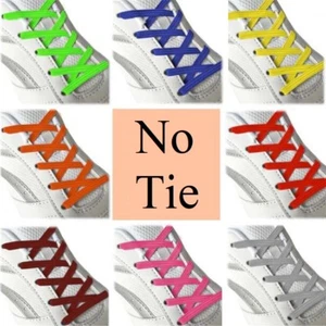 3 pair No Tie Elastic Flat Shoe Laces strings for all Sneakers Kids Adults shoes - Picture 1 of 34