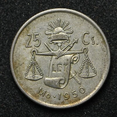 25 centavos de plata México 1950-MO (BB18289) Foto 1 de 2