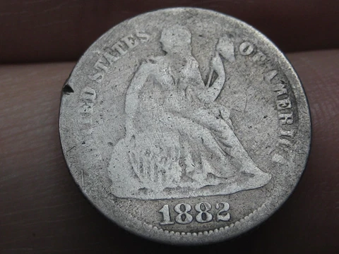 1882 P Seated Liberty Silver Dime- Philadelphia, Good Details Cover