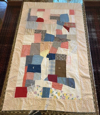 Manta de Colección Hecha a Mano Algodón Crazy Edredón/Tiro/Cuna 60" x 36" Boho Cottage Core Foto 1 de 4