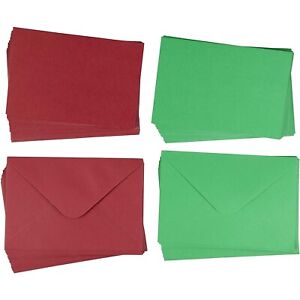 48 PK Plain Blank DIY Greeting Cards w/Envelopes, Christmas Red and Green 4"x6"