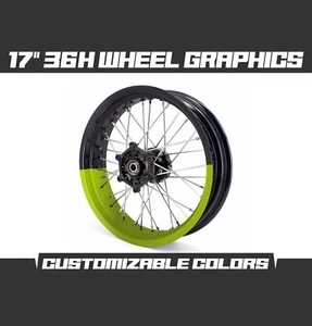 Wheel 17" 36H Rim Fluo Lime Black 50/50 Graphics Kit Motorcycle Bike Front Rear - Picture 1 of 2