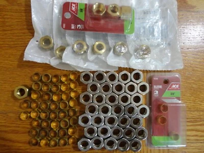 Lot of 90 Ace 3/8" Brass Chrome Compression Tube Nut & Ferrule Connector Sleeve - Image 1 of 4