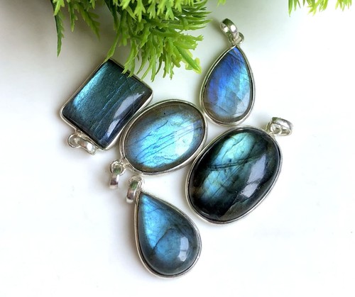 VETEMENTS Ciondolo Sovrapposizione Argento Labradorite Forma Mix lotto 5 Pz 1 25 Pollici Circa a440