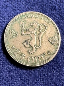 1923 Norway 25 Ore Coin - Picture 1 of 4