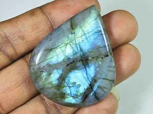 40X45X05MM Natural Labradorite Pear Shape cabochon Loose Gemstone 113Cts. - Picture 1 of 9