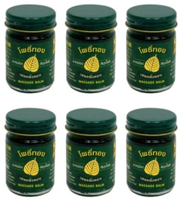 6 x 50g Pho Thong Balm Green Muscle Pain Relief Thai Herbal Massage Premium - Picture 1 of 3