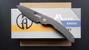 Maxace BLACK MAGIC Knife Stonewashed Titanium Handle S90V Blade EXC