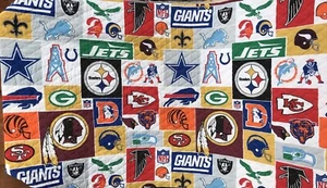 Vintage NFL Team Logos National Football 1 Seite vorgesteppter Stoff 68”x 44” neu - Bild 1 von 12