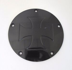 BLACK MALTESE CROSS 5-HOLE DERBY COVER FOR 99-13 HARLEY TWIN CAM