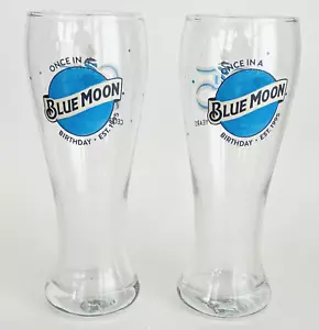 2 New Blue Moon Brewing Co 25th Anniversary Beer Pilsner Pint Glasses 16 oz - Picture 1 of 2