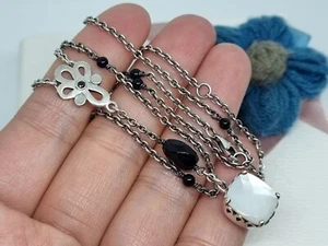 Genuino Pandora Elegante Sinceridad Y Gota Collar Madreperla y Ónix Negro 💕 - Imagen 1 de 16