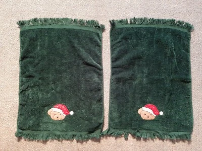 Juego de 6 toallas de Navidad bordadas de baño, mano y punta de dedo de colección con osito de peluche  Foto 1 de 4