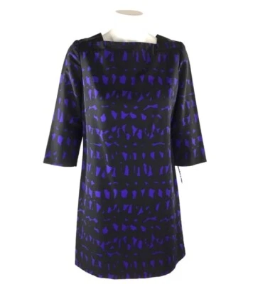 Vestido MILLY of NEW YORK de seda y cuero púrpura negro talla 10 forrado Foto 1 de 4