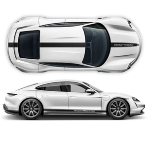 Juego de calcomanías de carreras en un solo color para Porsche Taycan - Imagen 1 de 12
