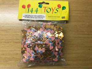 Vintage 144 TOYS Collectible Pins: Double American Flag Made in Hong Kong, KIPP - Picture 1 of 5