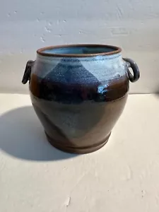 Vaso/jarrón de cerámica artística esmaltada de colección con asas de bucle cruzado aplicadas - Imagen 1 de 12